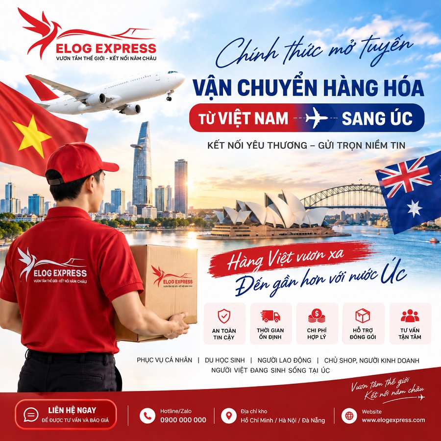 Mở Tuyến Gửi Hàng Việt Úc tại elog Express